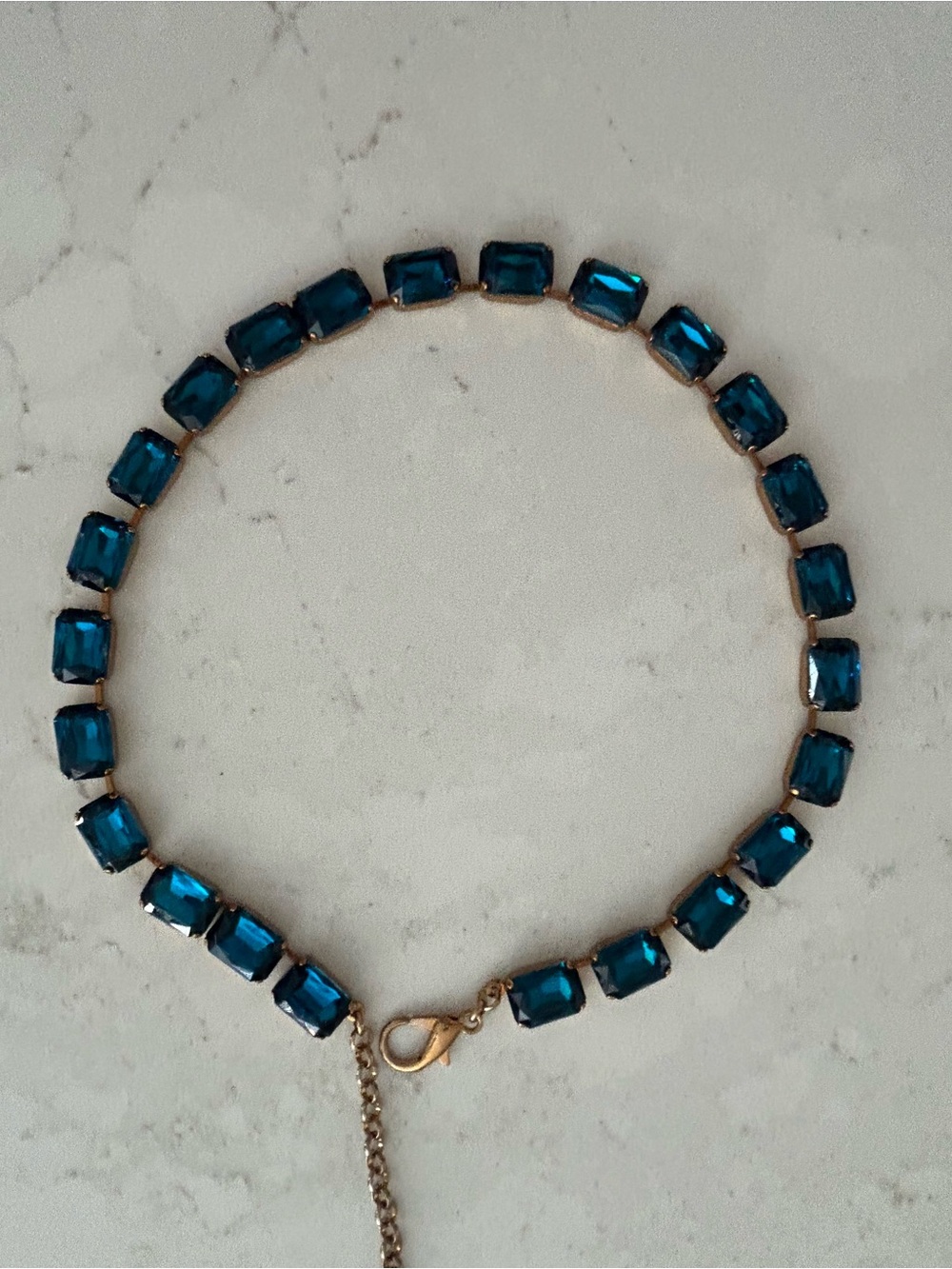 Deep Blue Green Crystal Necklace